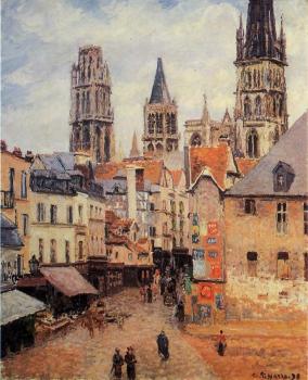 卡米耶 畢沙羅 Rue de l'Eppicerie, Rouen - Morning, Grey Weather 卡米耶 畢沙羅 Rue de l'Eppicerie, Rouen - Morning, Grey Weather